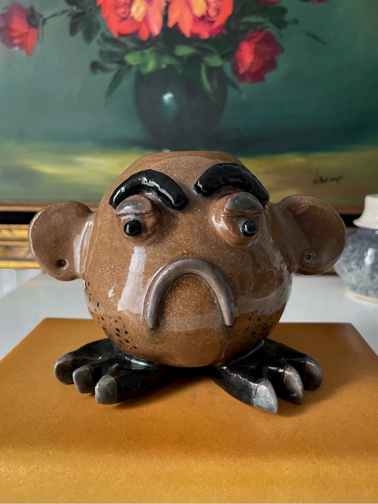 Other - Studio Art Pottery Handmade Ugly Face Vessel Bud Vase/Candleholder